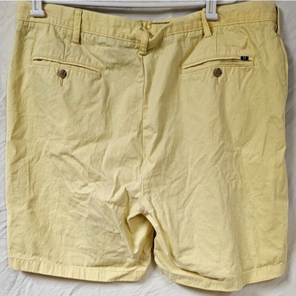 Nautica Mens 40 Yellow The Deck Classic Fit Flat Front Chino Khaki Shorts - Picture 6 of 13